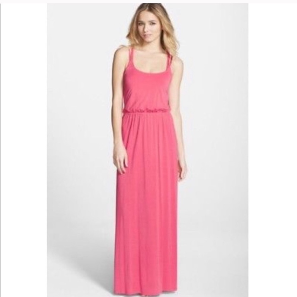 Pink straps maxi dress